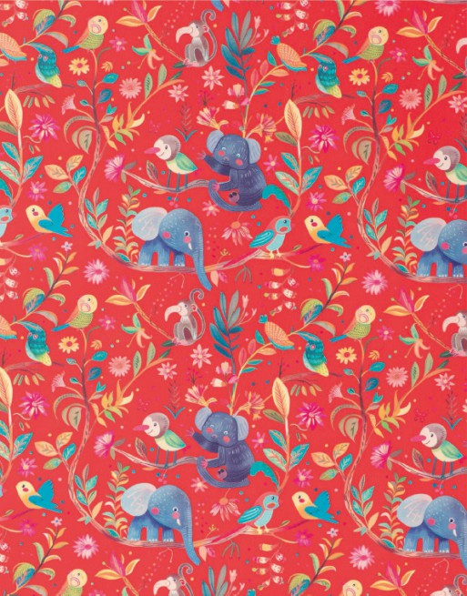 IMC PAPEL DE REGALO EN BOBINA DE 100 MTS INFANTIL EN CELULOSA SATINADA DISE?O FANTASIA BOSQUE FANTASIA ROJO 84-302100-1