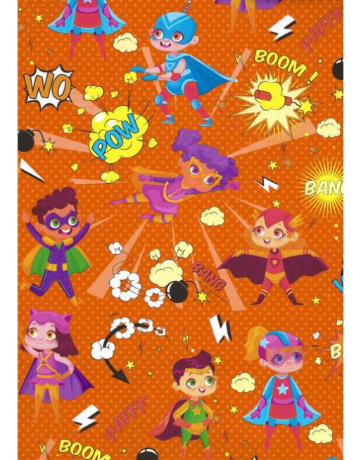 IMC PAPEL DE REGALO EN BOBINA DE 100 MTS INFANTIL EN CELULOSA SATINADA DISE?O FANTASIA SUPER HEROE ROJO 84-302100-1