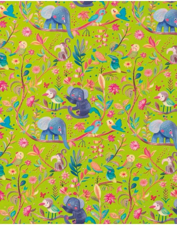 A IMC PAPEL DE REGALO EN BOBINA DE 100 MTS INFANTIL EN CELULOSA SATINADA DISE?O FANTASIA BOSQUE FANTASIA VERDE 84-302100-1