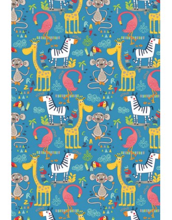 A IMC PAPEL DE REGALO EN BOBINA DE 100 MTS INFANTIL EN CELULOSA SATINADA DISE?O FANTASIA FAUNA AZUL 84-302100-1