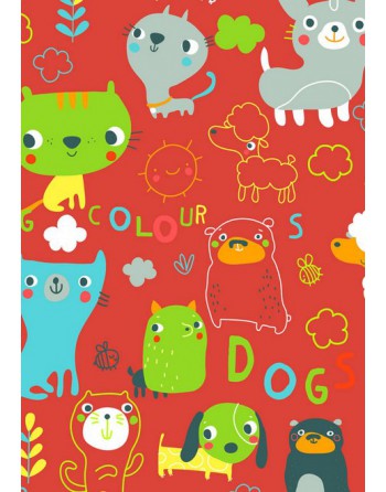 A IMC PAPEL DE REGALO EN BOBINA DE 100 MTS INFANTIL EN CELULOSA SATINADA DISE?O FANTASIA PETS ROJO 84-302100-1