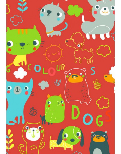 A IMC PAPEL DE REGALO EN BOBINA DE 100 MTS INFANTIL EN CELULOSA SATINADA DISE?O FANTASIA PETS ROJO 84-302100-1