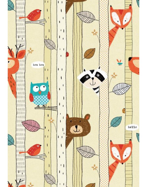 A IMC PAPEL DE REGALO EN BOBINA DE 100 MTS INFANTIL EN CELULOSA SATINADA DISE?O FANTASIA BOSQUE BEIG 84-302100-1