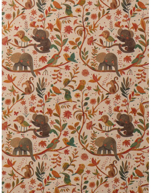 A IMC PAPEL DE REGALO EN BOBINA DE 100 MTS INFANTIL EN KRAFT SATINADO CON DISE?O BOSQUE FANTASIA BLANCO 84-407100-1