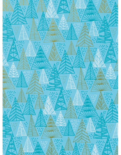 IMC PAPEL DE REGALO EN BOBINA DE 100 MTS NAVIDAD EN CELULOSA SATINADA DISE?O FANTASIA ABETO PERFIL  AZUL 84-302100-1