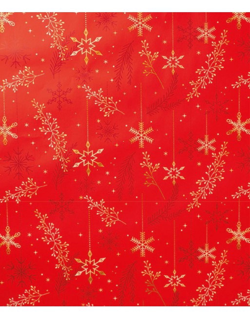 A IMC PAPEL DE REGALO EN BOBINA DE 100 MTS NAVIDAD EN CELULOSA SATINADA DISE?O FANTASIA ESTRELLA DE NIEVE ROJA 84-302100-1