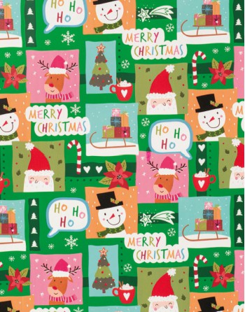 A IMC PAPEL DE REGALO EN BOBINA DE 100 MTS NAVIDAD EN CELULOSA SATINADA DISE?O FANTASIA CHRISTMAS CLASICOS VERDE 84-302100-1