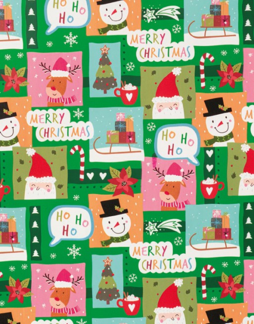 IMC PAPEL DE REGALO EN BOBINA DE 100 MTS NAVIDAD EN CELULOSA SATINADA DISE?O FANTASIA CHRISTMAS CLASICOS VERDE 84-302100-1