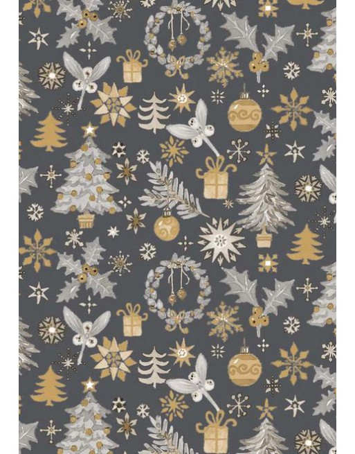 A IMC PAPEL DE REGALO EN BOBINA DE 100 MTS NAVIDAD EN CELULOSA SATINADA DISE?O FANTASIA ARBOL GRIS 84-302100-1