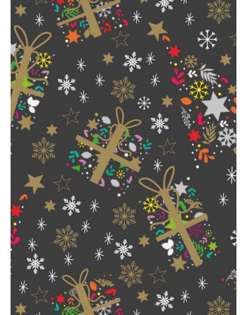 A IMC PAPEL DE REGALO EN BOBINA DE 100 MTS NAVIDAD EN CELULOSA DISE?O FANTASIA UNA CARA REGAL NEGRE 84-403100-1