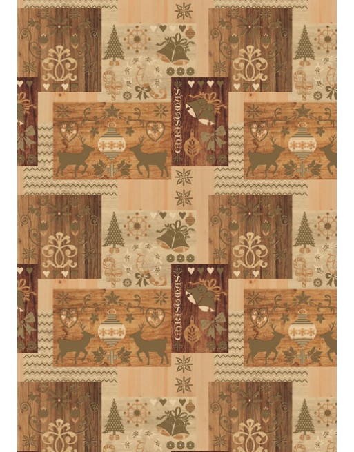 A IMC PAPEL DE REGALO EN BOBINA DE 100 MTS NAVIDAD EN KRAFT SATINADO CON DISE?O GRABADO MADERA 84-407100-1