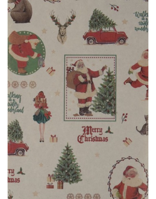 IMC PAPEL DE REGALO EN BOBINA DE 100 MTS NAVIDAD EN KRAFT VERJURADO DISE?O FANTASIA NOEL CREMA 84-402100-1