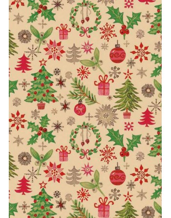 A IMC PAPEL DE REGALO EN BOBINA DE 100 MTS NAVIDAD EN KRAFT RECICLADO CON FANTASIA DISE?O ARBOL NATURAL 84-408100-1