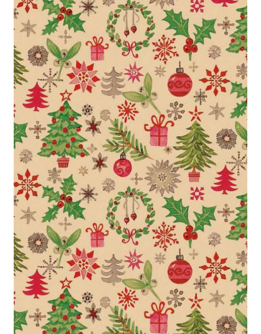 A IMC PAPEL DE REGALO EN BOBINA DE 100 MTS NAVIDAD EN KRAFT RECICLADO CON FANTASIA DISE?O ARBOL NATURAL 84-408100-1