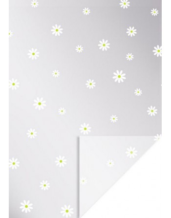 A IMC PAPEL DE REGALO EN BOBINA DE 50 MTS EN CELOFAN TRANSPARENTE CON DISE?O FANTASIA MARGARITAS BLANCO 84-5037050-1