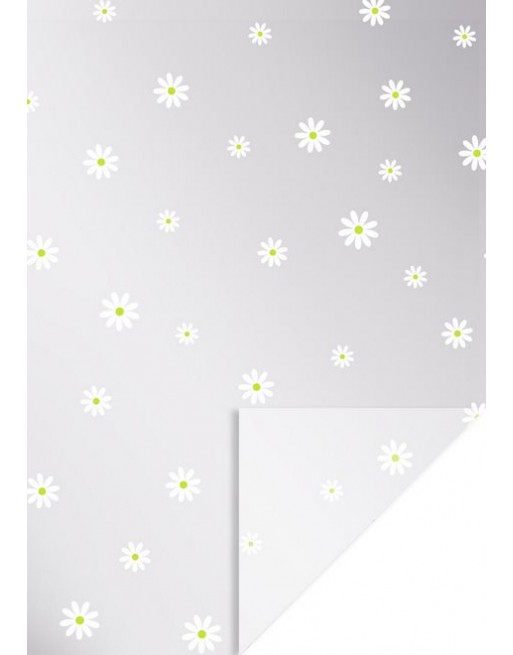 A IMC PAPEL DE REGALO EN BOBINA DE 50 MTS EN CELOFAN TRANSPARENTE CON DISE?O FANTASIA MARGARITAS BLANCO 84-5037050-1