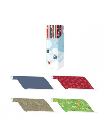 A IMC PAPEL DE REGALO EN CAJA DE 40 ROLLITOS DE 200 CM X 100 CM DE ANCHO EN CALIDAD BLANCO LWC 70 GR FANTASIA TODO EL A?O 84-302