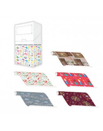 A IMC PAPEL DE REGALO EN CAJA DE 40 ROLLITOS DE 500 CM X 70 CM DE ANCHO EN CALIDAD CELULOSA LWC 70 GR FANTASIA TODO EL A?O 84-30