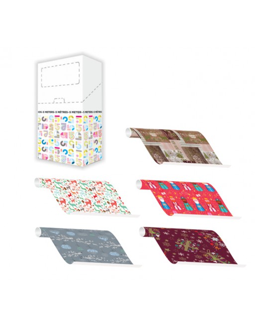 A IMC PAPEL DE REGALO EN CAJA DE 40 ROLLITOS DE 500 CM X 70 CM DE ANCHO EN CALIDAD CELULOSA LWC 70 GR FANTASIA TODO EL A?O 84-30