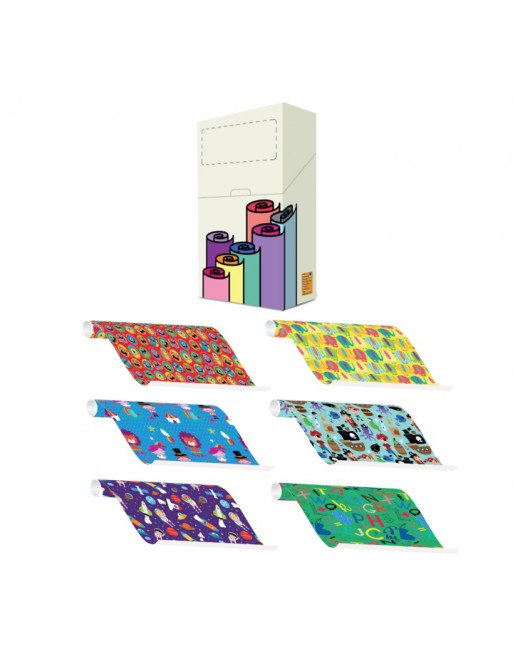 IMC PAPEL DE REGALO EN CAJA DE 60 ROLLITOS DE 200 CM X 70 CM DE ANCHO EN CALIDAD CELULOSA SATINADA 70GR FANTASIA INFANTIL 84-302