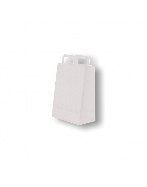 A IMC BOLSAS PAPEL BLANCA CON ASA PLANA DE BASE ESTRECHA ESTANDAR MEDIDA 18 X 23 + 10 CAJA DE 250 84-2031823