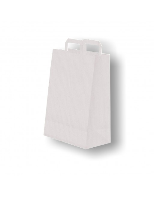 A IMC BOLSAS PAPEL BLANCA CON ASA PLANA DE BASE ESTRECHA ESTANDAR MEDIDA 26 X 35 + 12 CAJA DE 250 84-2032635