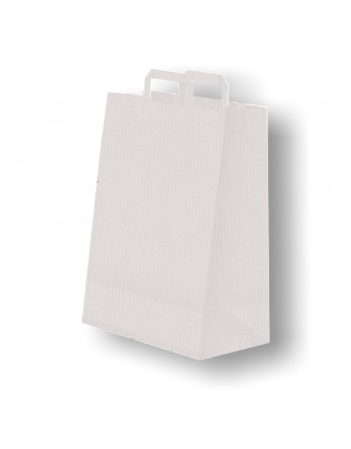 A IMC BOLSAS PAPEL BLANCA CON ASA PLANA DE BASE ESTRECHA ESTANDAR MEDIDA 32 X 41 + 12 CAJA DE 250 84-2033241
