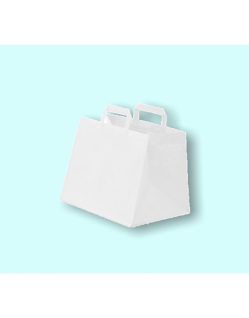 A IMC BOLSAS CELULOSA BLANCA CON ASA PLANA DE BASE ANCHA MEDIDA 26 x 25 + 18 CAJA DE 250 84-2002625