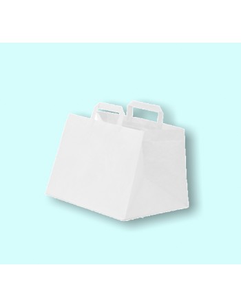A IMC BOLSAS CELULOSA BLANCA CON ASA PLANA DE BASE ANCHA MEDIDA 32 X 25 + 22 CAJA DE 250 84-2003225