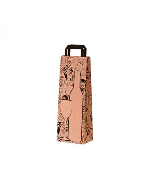 A IMC BOLSAS KRAFT PARA BOTELLA CON ASA PLANA IMPRESA CON FANTASIA MEDIDA 14 X 36 + 9 CAJA DE 250 84-2071436KD