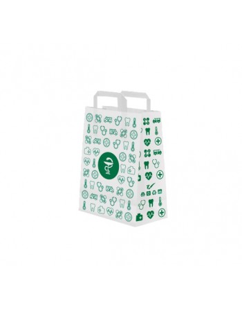 A IMC BOLSAS BLANCA PARA FARMACIA CON ASA PLANA IMPRESA CON FANTASIA MEDIDA 20 X 28 + 11 CAJA DE 250 84-2122028