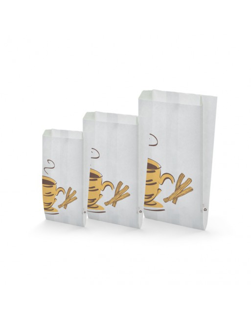 IMC SOBRE PARA CHURRERIA DE PAPEL ANTIGRASA IMPRESO CON IMAGEN GENERICA. MEDIDA 18 X 38 + 10 CAJA DE 1000 84-1211838