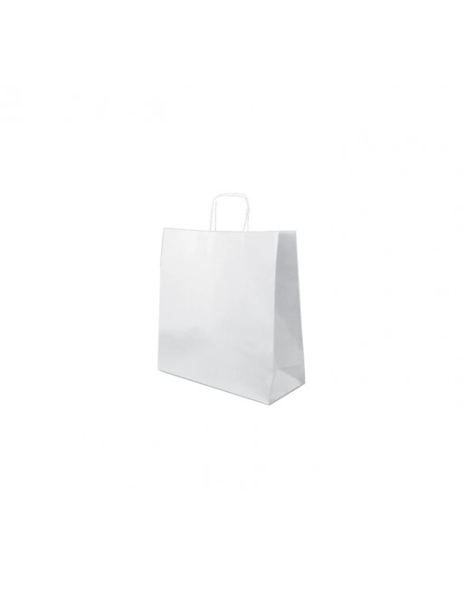 A IMC BOLSAS BLANCA CON ASA RIZADA O RETORCIDA ESTANDAR MEDIDA 24x12x31 PACK DE 100 UNIDADES 84-2092431-1