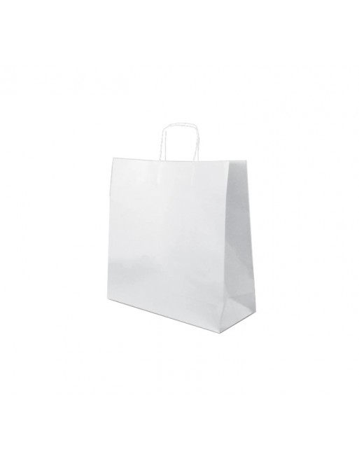 A IMC BOLSAS BLANCA CON ASA RIZADA O RETORCIDA ESTANDAR MEDIDA 32x12x41 PACK DE 100 UNIDADES 84-2093241-1