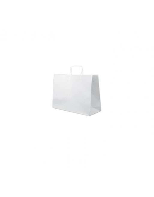 A IMC BOLSAS BLANCO CON ASA RIZADA O RETORCIDA ESTANDAR MEDIDA 24x8x21 PACK DE 100 UNIDADES 84-2091824-1
