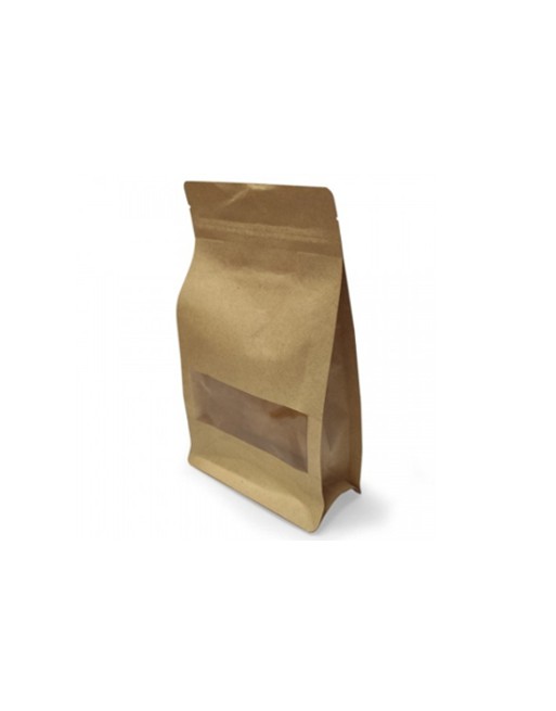 IBP BOLSA PAPEL KRAFT PLASTIFICACO RECTANGULAR CON VENTANA. BASE CON FUELLE Y AUTOCIERRE MEDIDA 16X26+8 500 UNIDADES ID-19/10/02