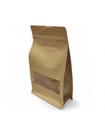 A IBP BOLSA PAPEL KRAFT PLASTIFICACO RECTANGULAR CON VENTANA. BASE CON FUELLE Y AUTOCIERRE MEDIDA 20X30+8 500 UNIDADES ID-19/10/