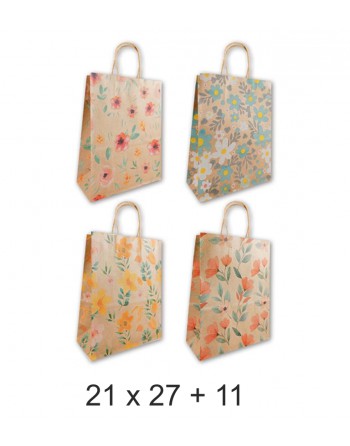 MULTIMARCA 96 BOLSAS KRAFT IMPRESA CON DISE?O FLORAL 21 X 27 + 11 cm - 48246