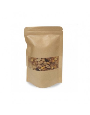 A IBP BOLSA PAPEL KRAFT PLASTIFICACO DOYPACK CON VENTANA. BASE SEMI FUELLE Y AUTOCIERRE MEDIDA 12X20+6 1000 UNIDADES ID-19/30/01