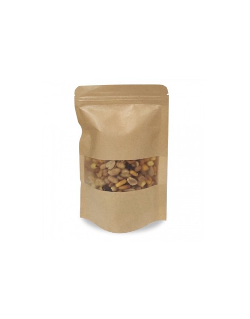 A IBP BOLSA PAPEL KRAFT PLASTIFICACO DOYPACK CON VENTANA. BASE SEMI FUELLE Y AUTOCIERRE MEDIDA 12X20+6 1000 UNIDADES ID-19/30/01