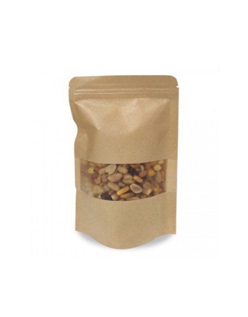 IBP BOLSA PAPEL KRAFT PLASTIFICACO DOYPACK CON VENTANA. BASE SEMI FUELLE Y AUTOCIERRE MEDIDA 20x30+10 500 UNIDADES ID-19/30/030