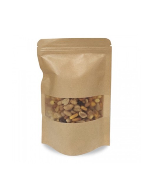 A IBP BOLSA PAPEL KRAFT PLASTIFICACO DOYPACK CON VENTANA. BASE SEMI FUELLE Y AUTOCIERRE MEDIDA 25X35+12 250 UNIDADES ID-19/30/04
