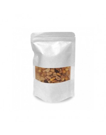 A IBP BOLSA PAPEL BLANCO PLASTIFICACO DOYPACK CON VENTANA. BASE SEMI FUELLE Y AUTOCIERRE MEDIDA 12X20+6 1000 UNIDADES ID-19/30/2