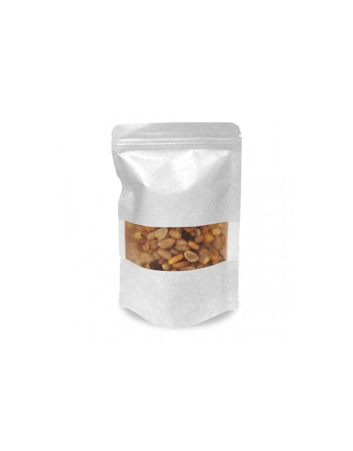 A IBP BOLSA PAPEL BLANCO PLASTIFICACO DOYPACK CON VENTANA. BASE SEMI FUELLE Y AUTOCIERRE MEDIDA 12X20+6 1000 UNIDADES ID-19/30/2