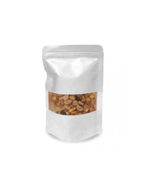 IBP BOLSA PAPEL BLANCO PLASTIFICACO DOYPACK CON VENTANA. BASE SEMI FUELLE Y AUTOCIERRE MEDIDA 16x26+8 1000 UNIDADES ID-19/30/220