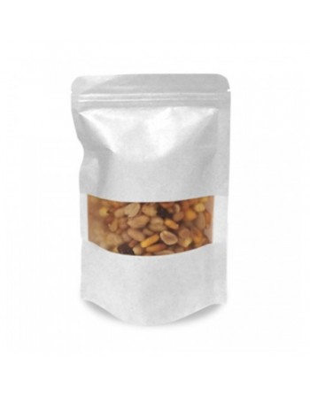 A IBP BOLSA PAPEL BLANCO PLASTIFICACO DOYPACK CON VENTANA. BASE SEMI FUELLE Y AUTOCIERRE MEDIDA 20x30+10 500 UNIDADES ID-19/30/2