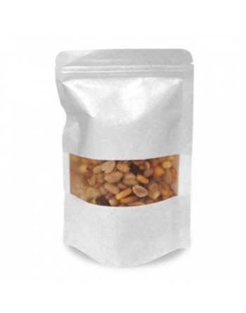 IBP BOLSA PAPEL BLANCO PLASTIFICACO DOYPACK CON VENTANA. BASE SEMI FUELLE Y AUTOCIERRE MEDIDA 25x35+12 250 UNIDADES ID-19/30/240