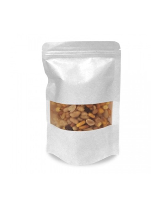 A IBP BOLSA PAPEL BLANCO PLASTIFICACO DOYPACK CON VENTANA. BASE SEMI FUELLE Y AUTOCIERRE MEDIDA 25x35+12 250 UNIDADES ID-19/30/2