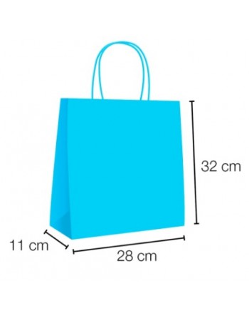 A IBP BOLSA PAPEL KRAFT AZUL CON ASA RIZADA DE 90 GR. VERTICAL BASE ESTANDAR MEDIDA 28X32+11 CAJA 250 UNID ID-19/40/046