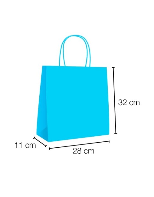 A IBP BOLSA PAPEL KRAFT AZUL CON ASA RIZADA DE 90 GR. VERTICAL BASE ESTANDAR MEDIDA 28X32+11 CAJA 250 UNID ID-19/40/046